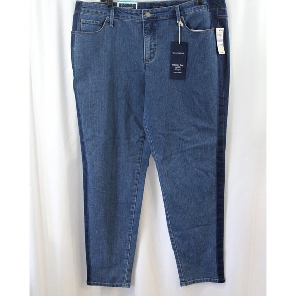 NWT Charter Club Womens Bristol Skinny Ankle Jeans Side Stripe 18 - Picture 1 of 5